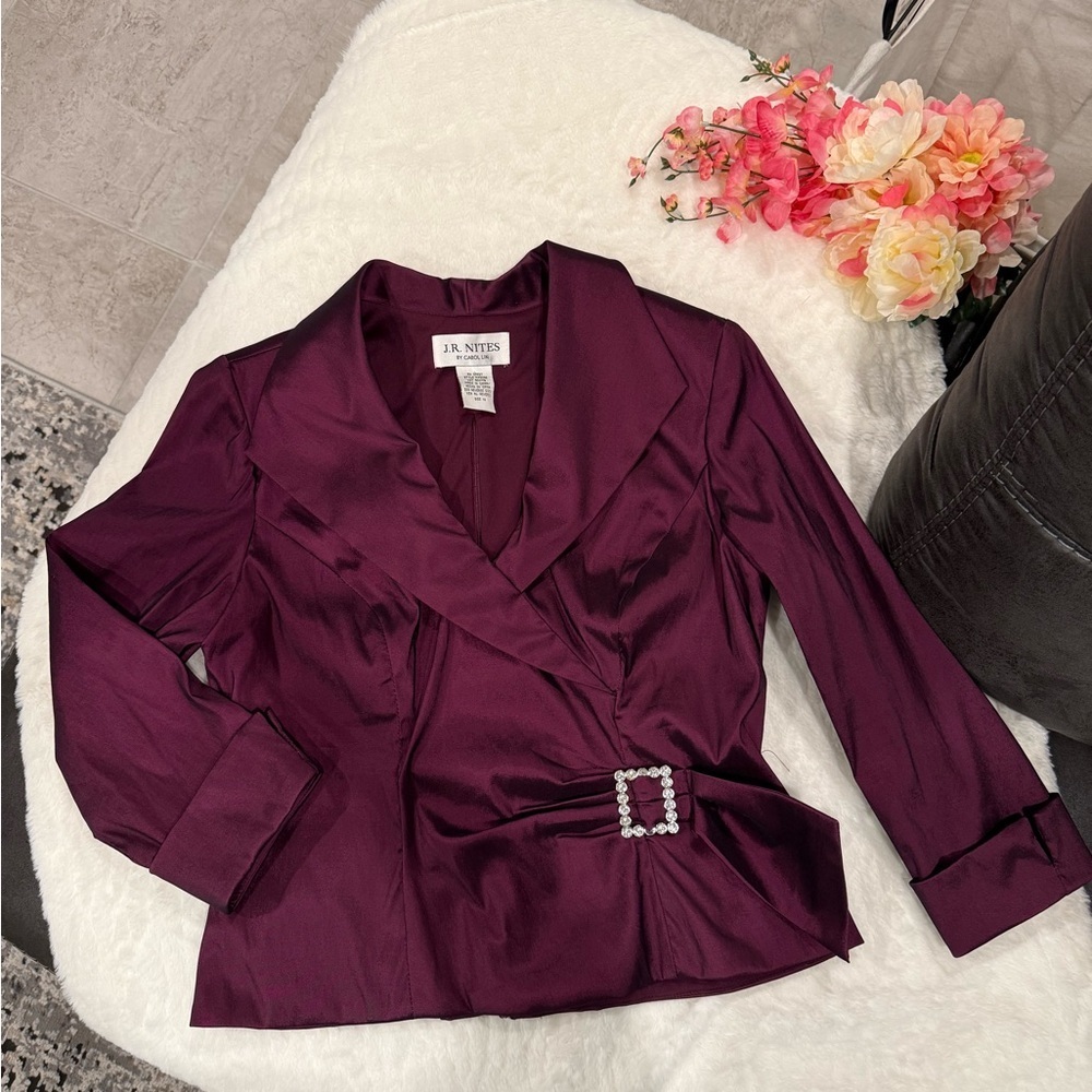2 x 20$ J.R. Nites Women's Burgundy Satin Top Size 14